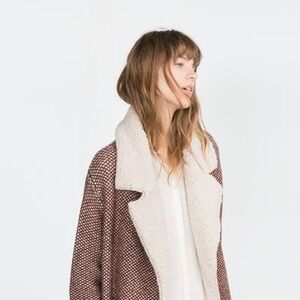 Zara Brown and Cream Teddy Coat